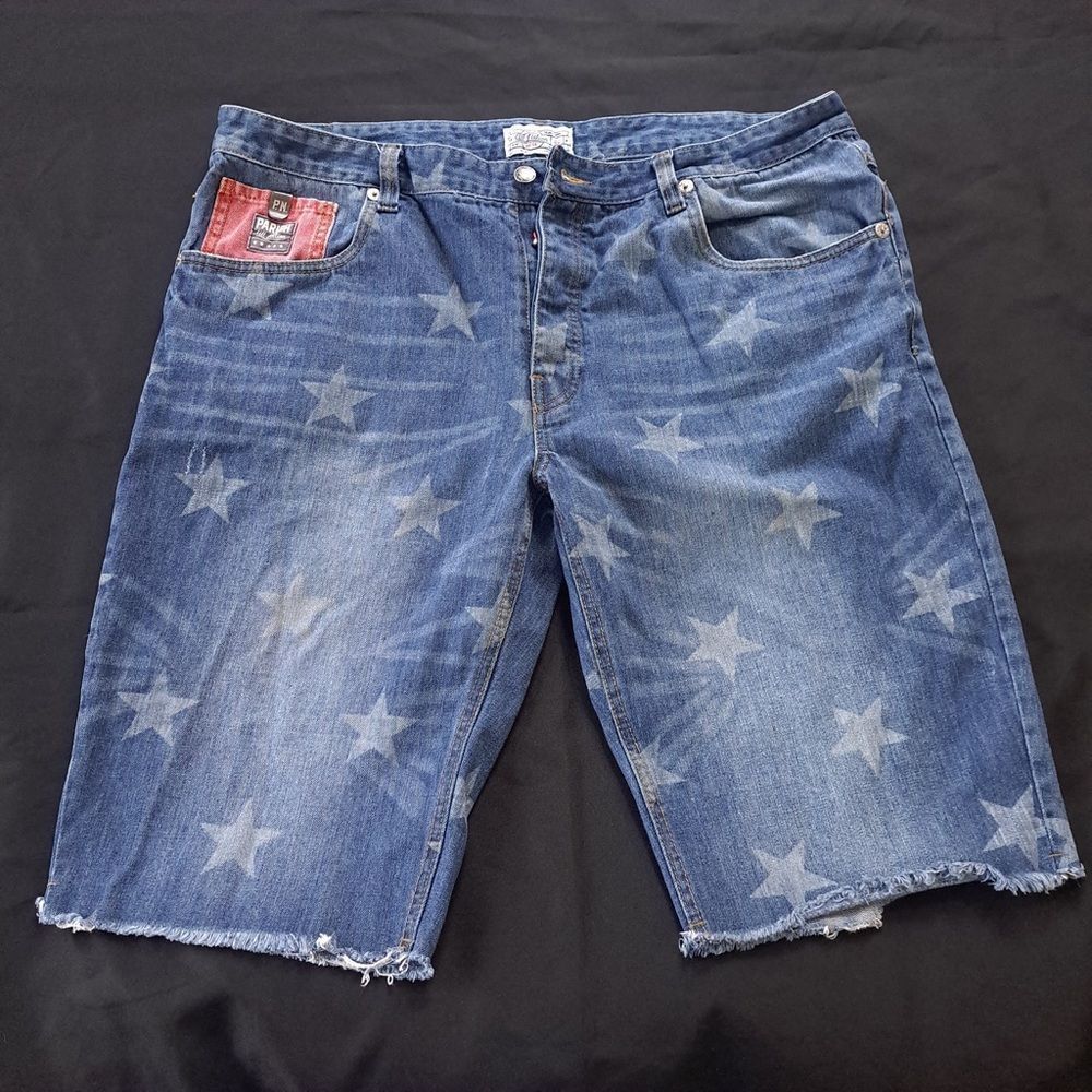 Parish Nation Star Print Denim Shorts Vtg - Picture 5 of 9